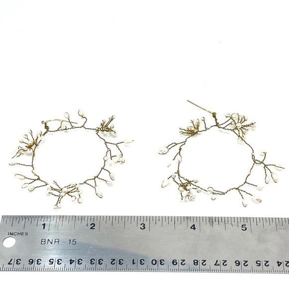 New Anthropologie BHLDN Pearl Hoop Earrings - Picture 5 of 6